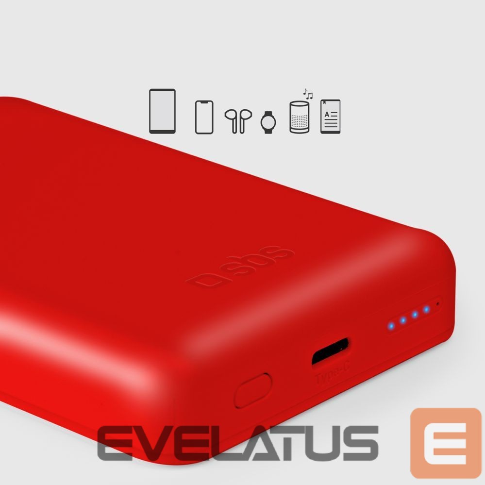 Väline aku SBS Powerbank SBS TEBB5000MAG1CR 5000 mAh compatible with MagSafe - red