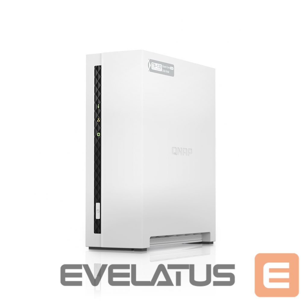 Mälupulk QNAP 1-Bay ARM TS-133 Up to 1 SATA 6Gb/s, 3Gb/s, Cortex-A55, Processor frequency 1.8 GHz, 2 GB, N/A, 1 x USB 2.0, 1 x USB 3.2 Type-A; 1 x Gigabit Ethernet