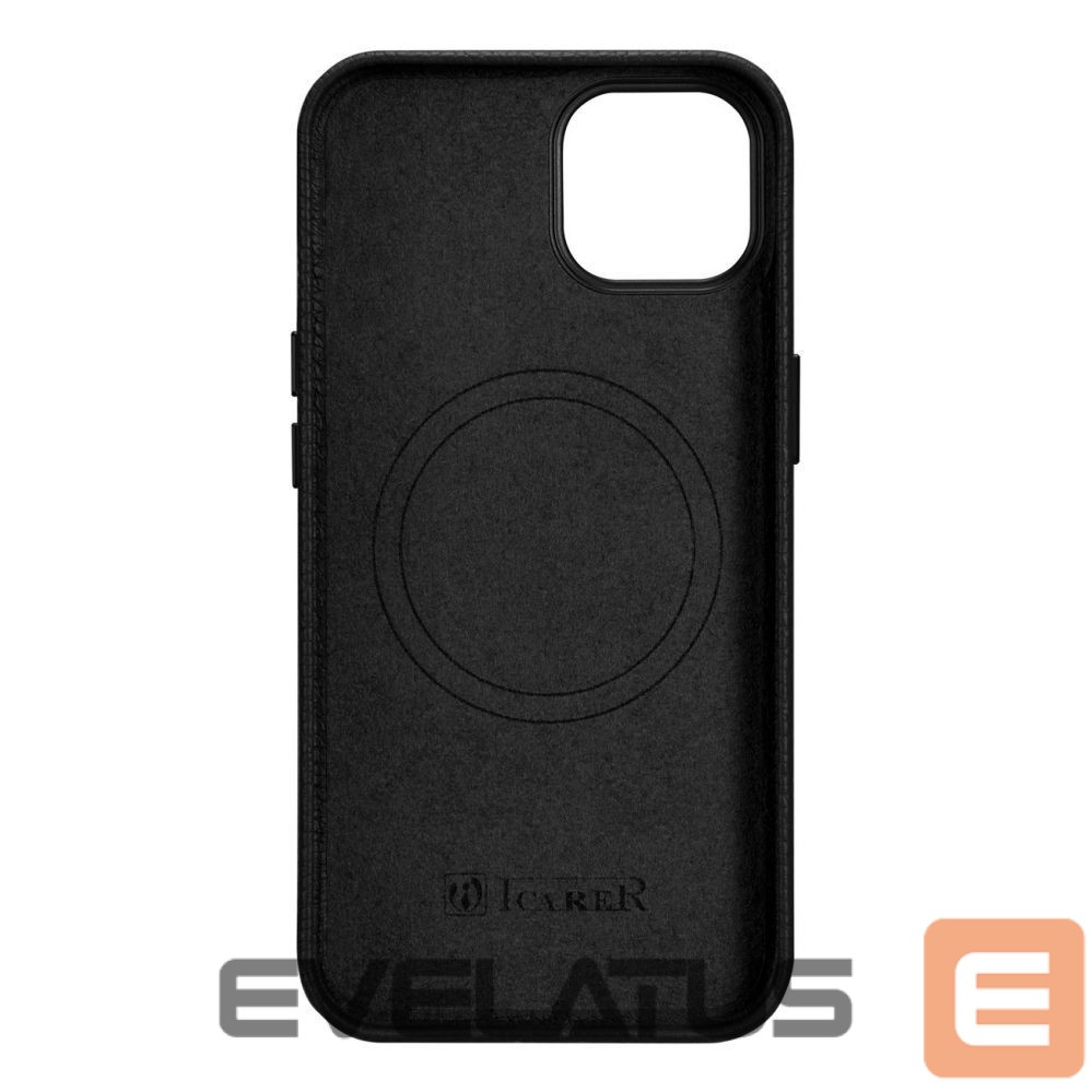 Tagakaaned iCarer iCarer Litchi Premium Leather Case iPhone 14 Plus Magnetic Leather Case with MagSafe Black (WMI14220711-BK)