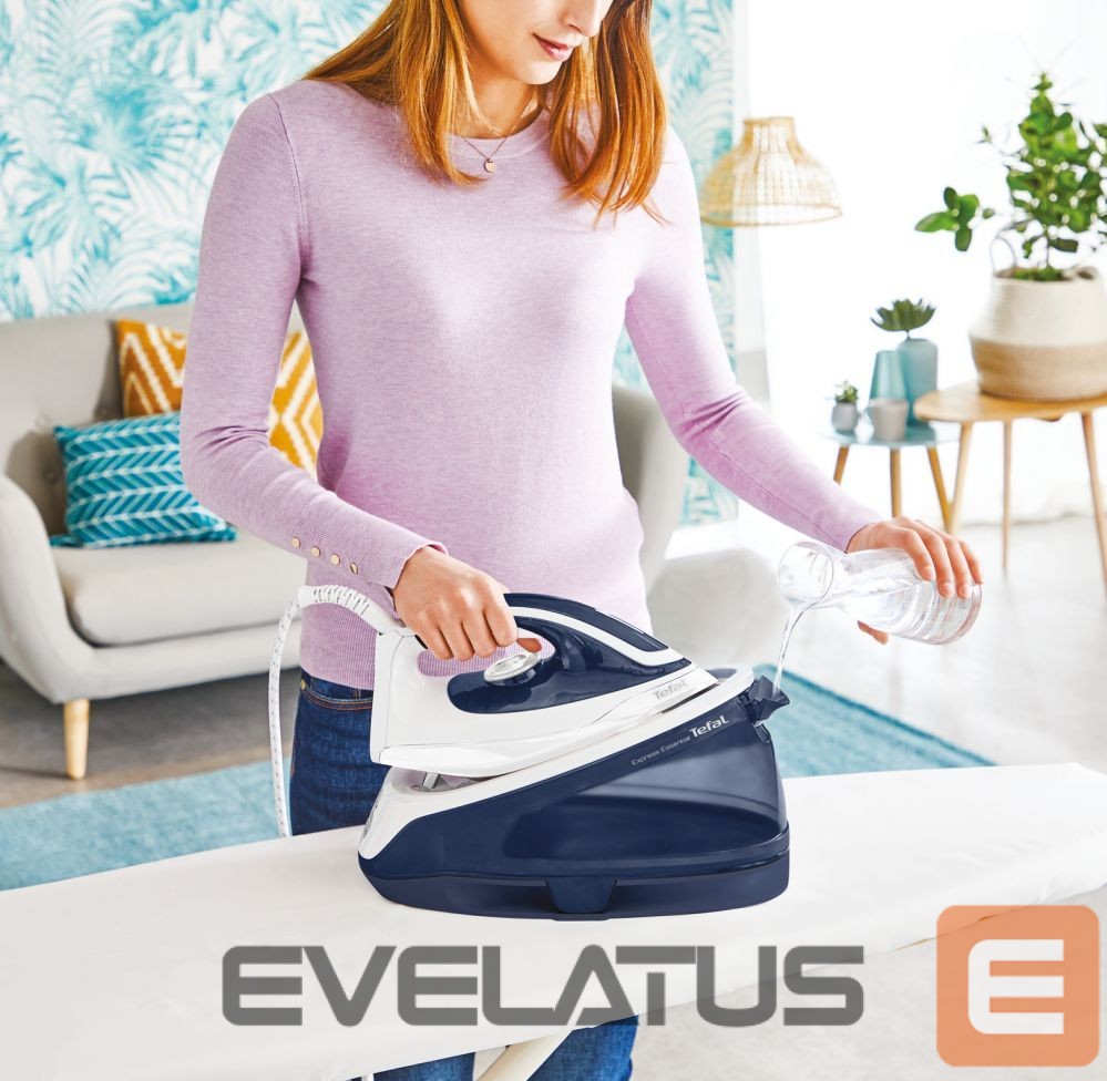 Iron TEFAL | Express Essential Steam Station | SV6116E0 | 2200 W | 1.4 L | 5 to 6 bar | Auto power off | Vertical steam function | Calc-clean function | White/ Blue