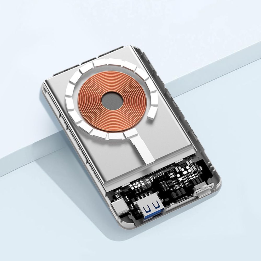 Väline aku Wozinsky Powerbank Wozinsky WLWP-10KA0Y3WS 22.5W PD Qi2 10000 mAh, with stand, 1x USB-A, 1x USB-C - white