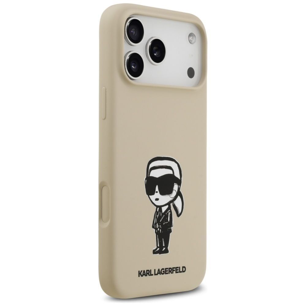 Tagakaaned Karl Lagerfeld Apple iPhone 17 Pro Max MagSafe case compatible Silicone W/ KL Sketch & Logo Brown