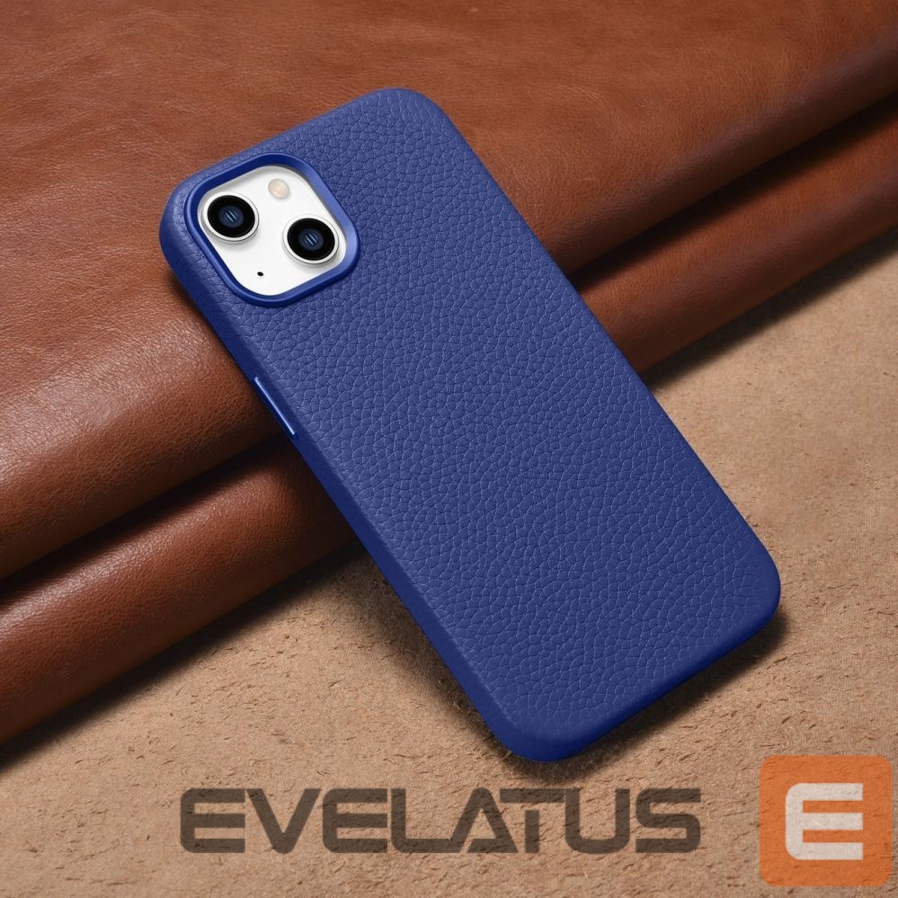 Tagakaaned iCarer iCarer Litchi Premium Leather Case iPhone 14 Plus Magnetic Leather Case with MagSafe Dark Blue (WMI14220711-DB)