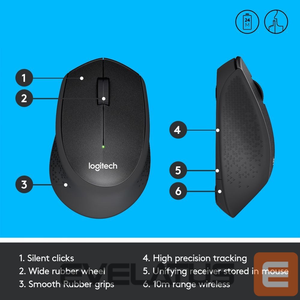 Datora pele Logitech | Mouse | M330 Silent Plus | Wireless | Black