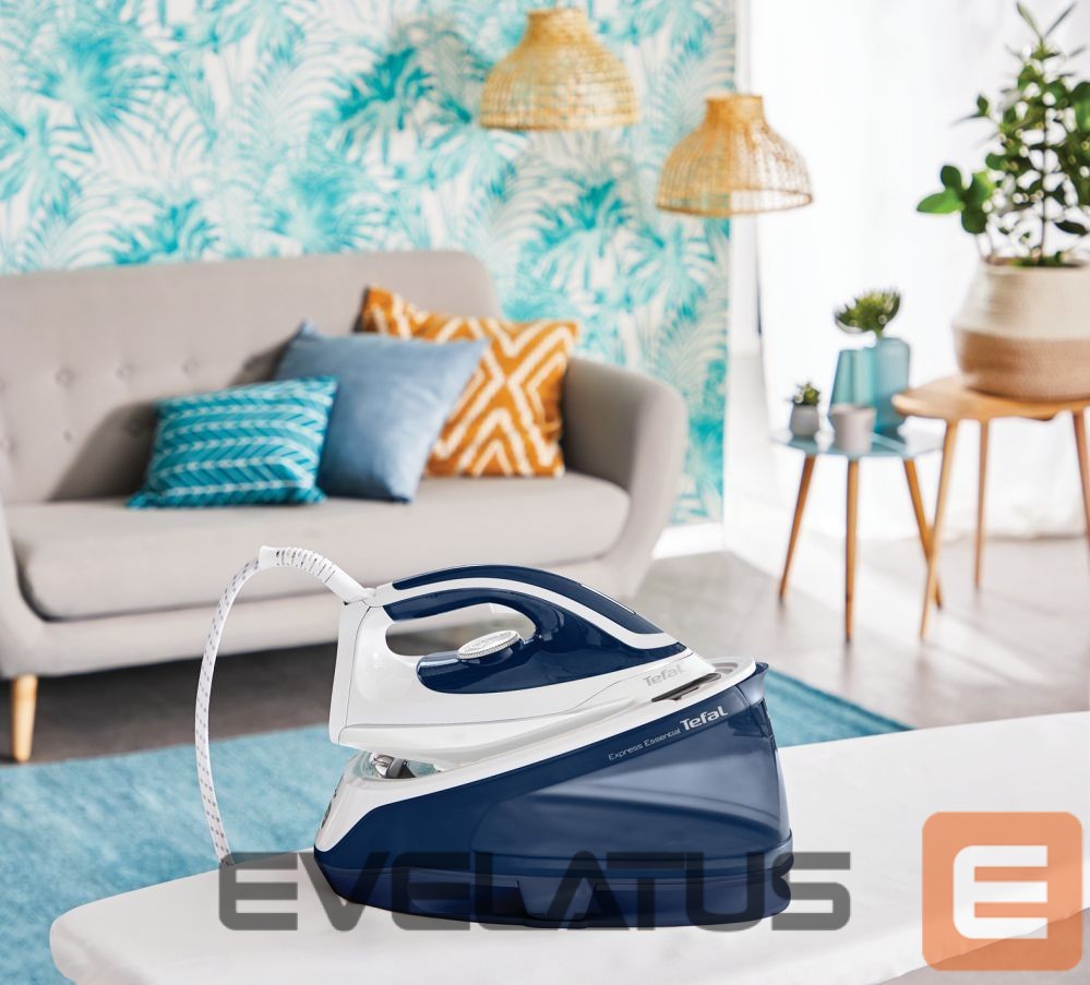 Iron TEFAL | Express Essential Steam Station | SV6116E0 | 2200 W | 1.4 L | 5 to 6 bar | Auto power off | Vertical steam function | Calc-clean function | White/ Blue