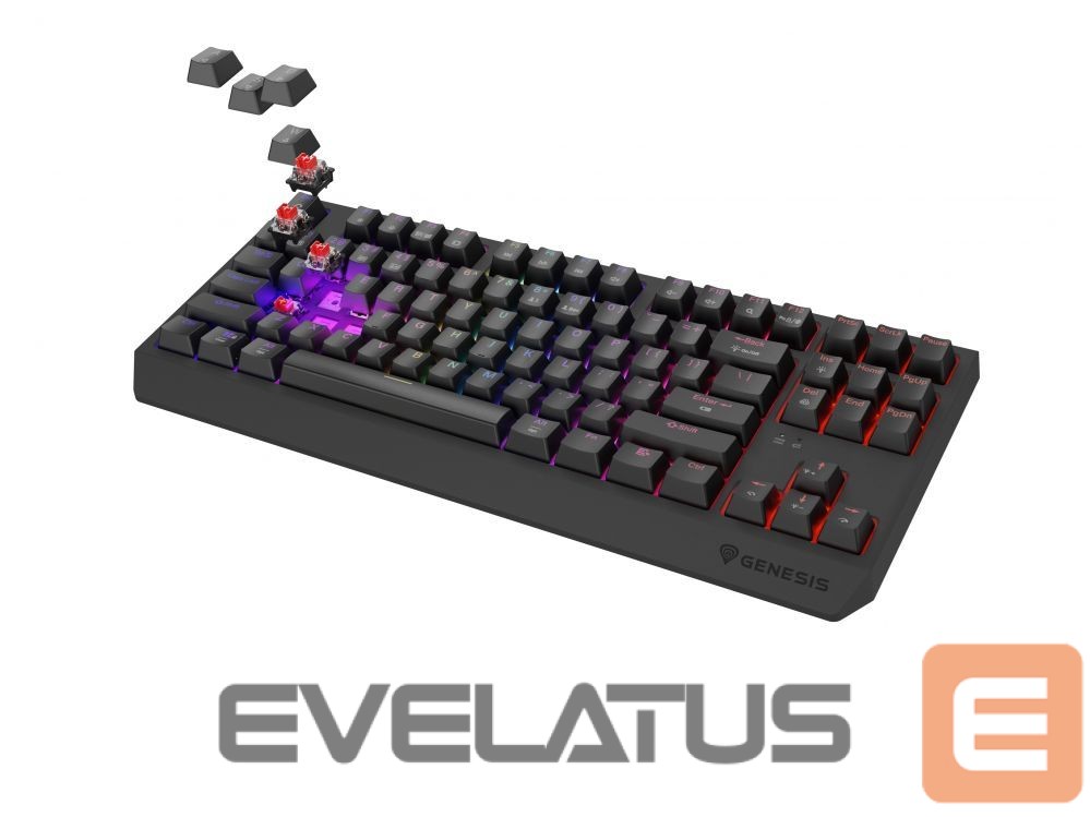 Arvuti klaviatuur Genesis THOR 230 | Mechanical Gaming Keyboard | Wireless | US | Black | 2.4 GHz, Bluetooth, USB | Outemu Red