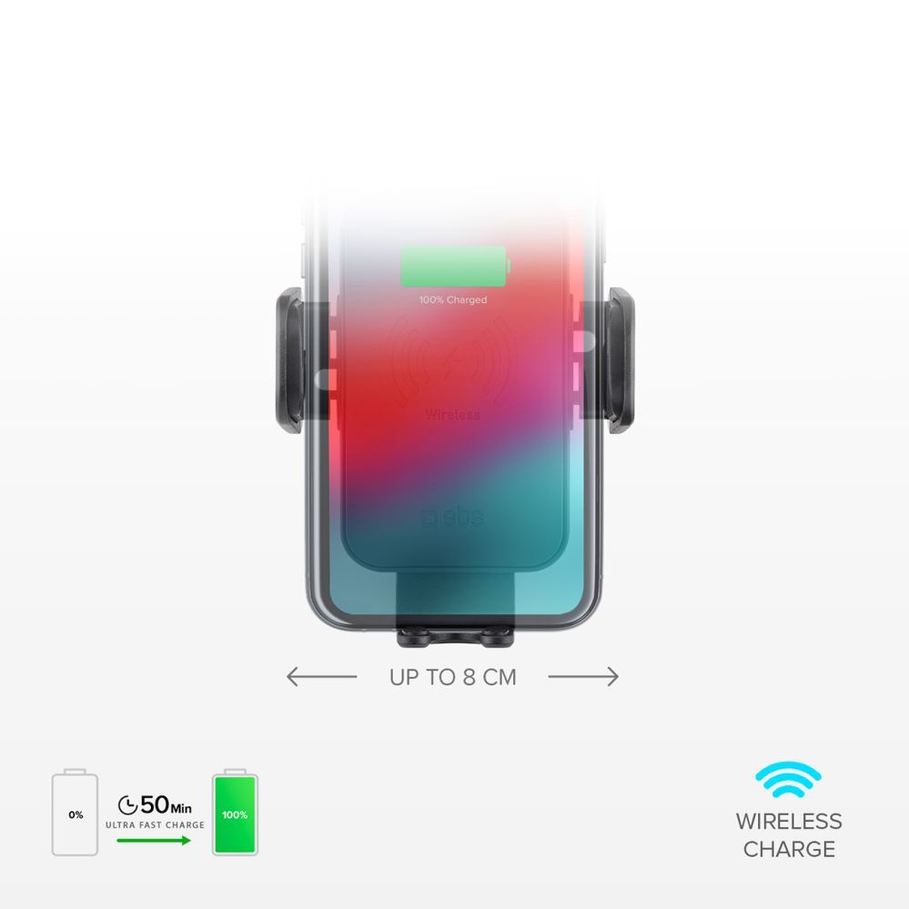 Auto holder SBS SBS TESUPWIR15WAUT smartphone holder with wireless charger for air vent - black