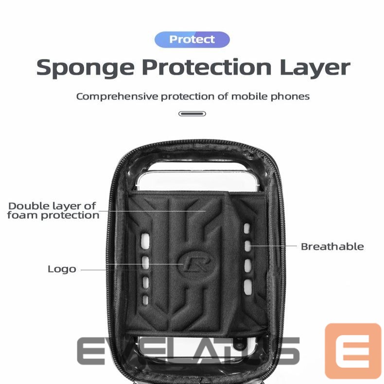 Bicycle accessory Rockbros Rockbros B68 bicycle bag for armored frame with phone pocket and cover 1.7l - black