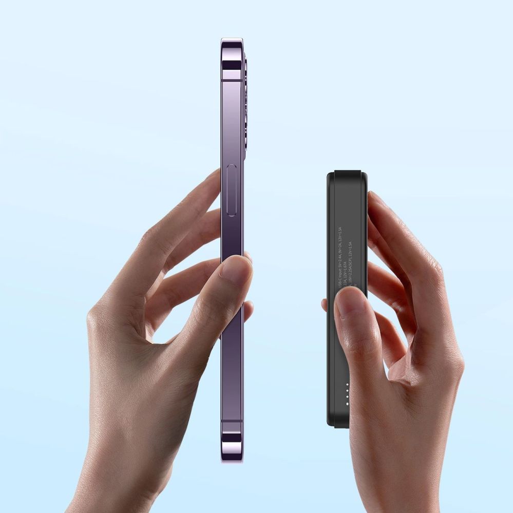 Ārējais akumulators Wozinsky Powerbank Wozinsky WLWP-10KA0Y3S 22.5W PD Qi2 10000 mAh, with stand, 1x USB-A, 1x USB-C - black