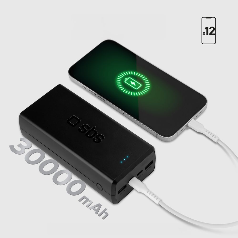 Väline aku SBS Powerbank SBS TTBB30000PD20K 30000 mAh 2 x USB-C 2 x USB-A - black