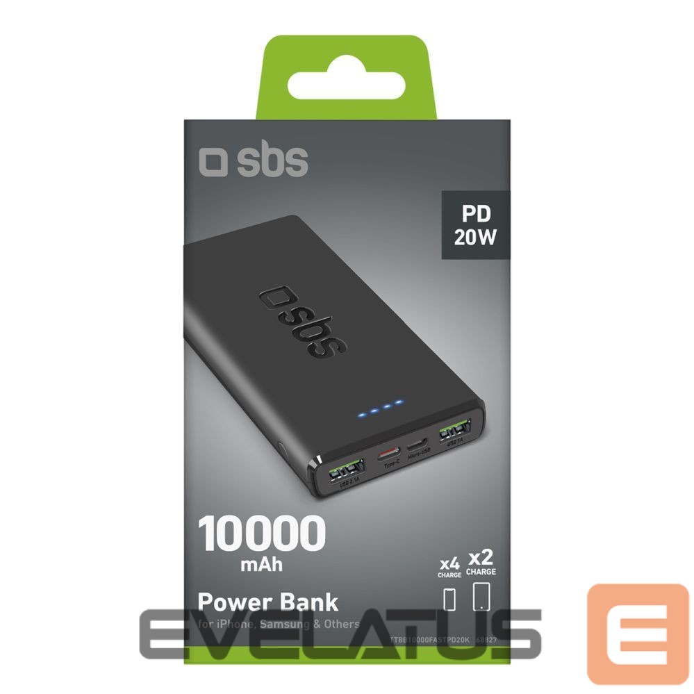 Väline aku SBS Powerbank SBS TTBB10000FASTPD20K 10000 mAh 20W with Power Delivery - black