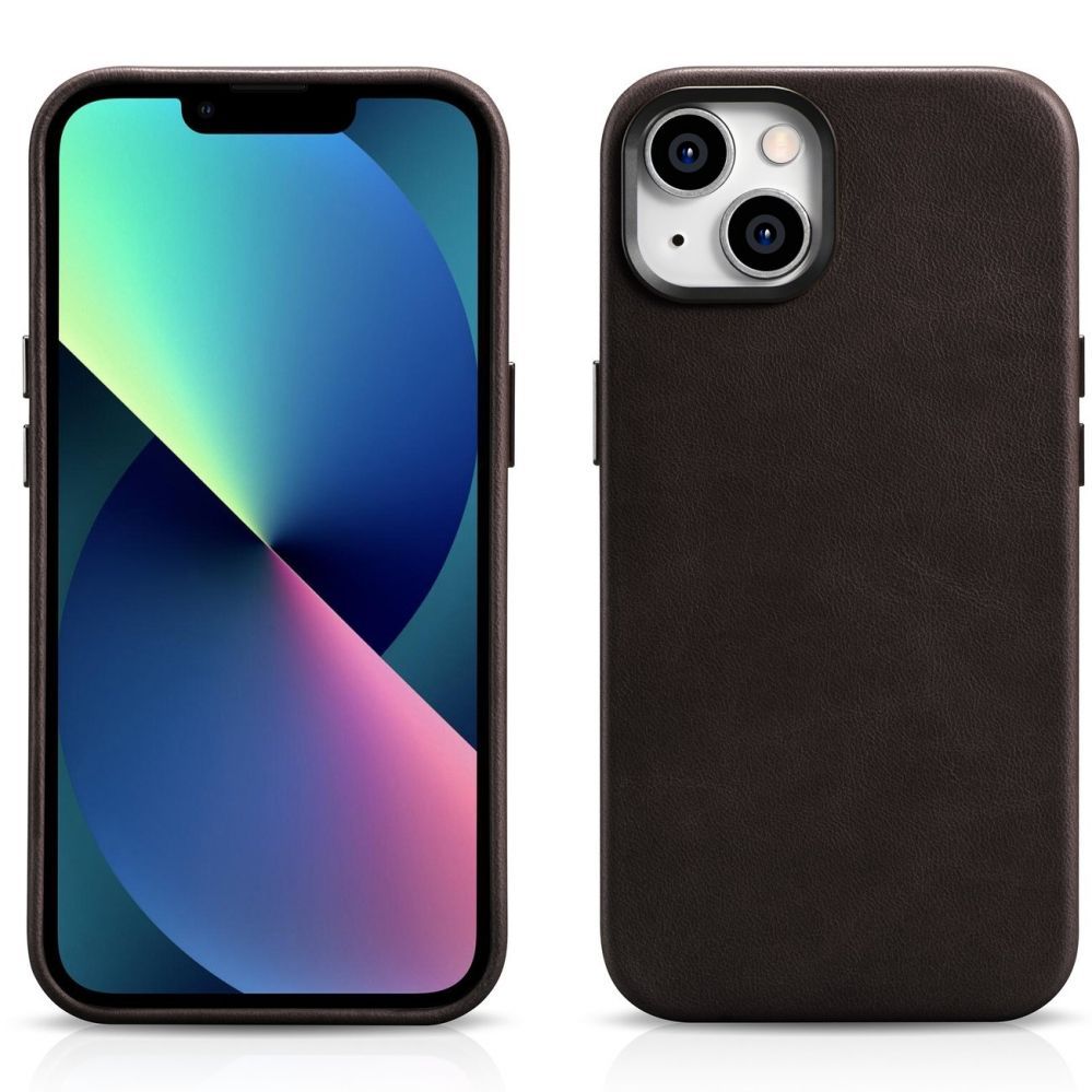 Back panel cover iCarer iCarer Oil Wax Premium Leather Case iPhone 14 Plus Magnetic Leather Case with MagSafe Brown (WMI14220703-BN)