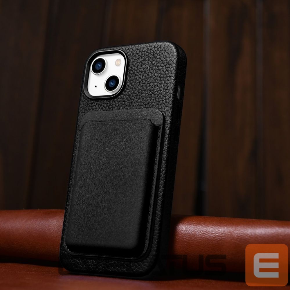 Tagakaaned iCarer iCarer Litchi Premium Leather Case iPhone 14 Plus Magnetic Leather Case with MagSafe Black (WMI14220711-BK)