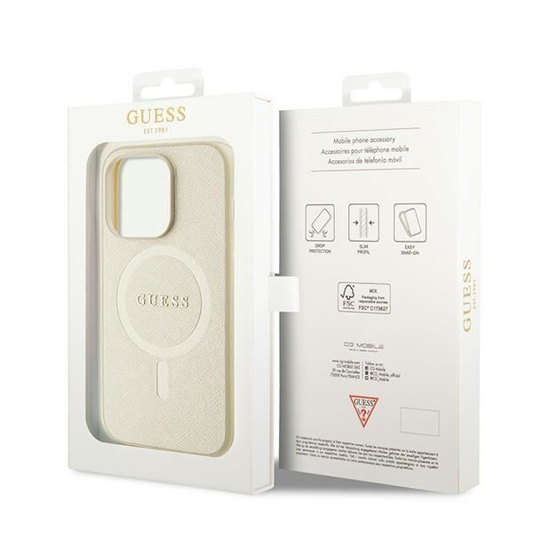 Tagakaaned Guess Guess GUHMP15LPSAHMCB iPhone 15 Pro 6.1" gold/gold hardcase Saffiano MagSafe