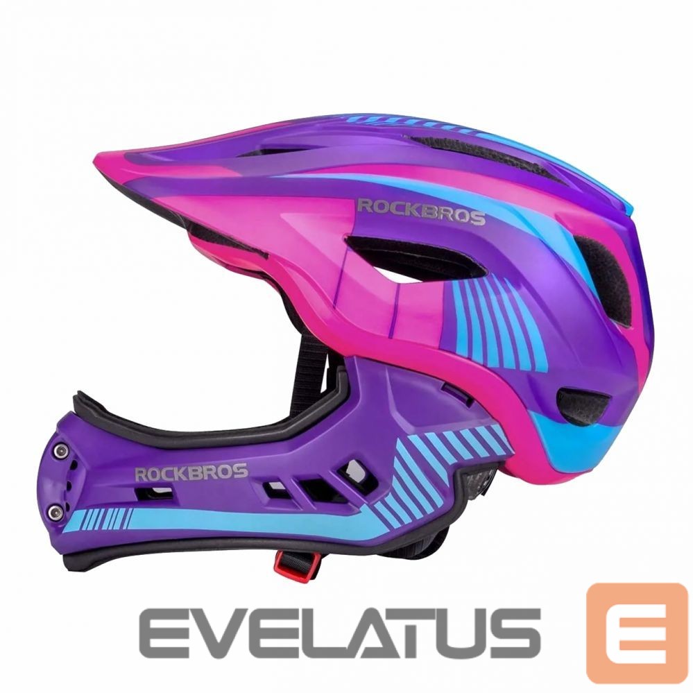 Cita prece Rockbros Rockbros TT-32SBPP-M children's bicycle helmet with removable chinbar, size M - purple-pink