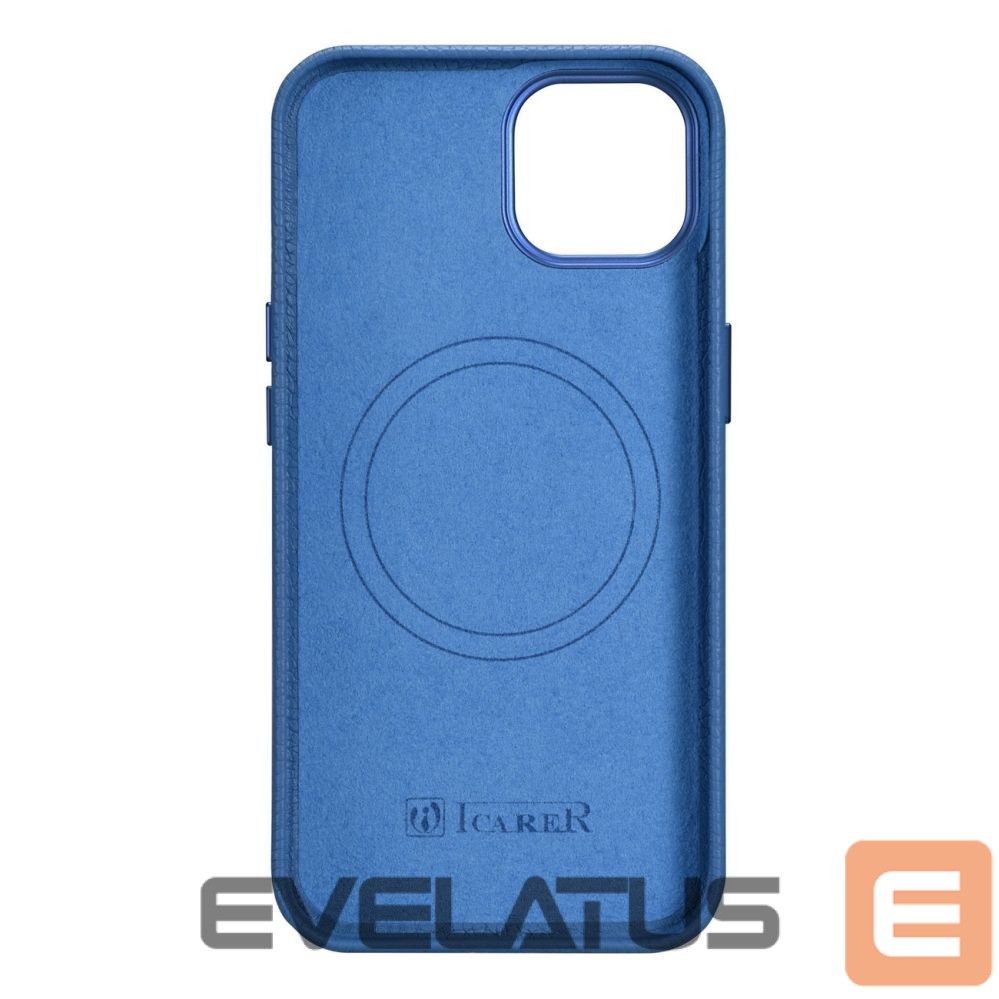 Tagakaaned iCarer iCarer Litchi Premium Leather Case iPhone 14 Plus Magnetic Leather Case with MagSafe Light Blue (WMI14220711-LB)