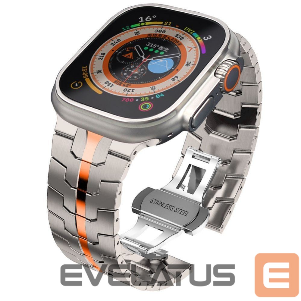 Strap Tech-Protect Tech-Protect Stainless Line Bracelet for Apple Watch 4 / 5 / 6 / 7 / 8 / 9 / SE / Ultra 1 / 2 (42/44/45/49 mm) - Titanium Orange