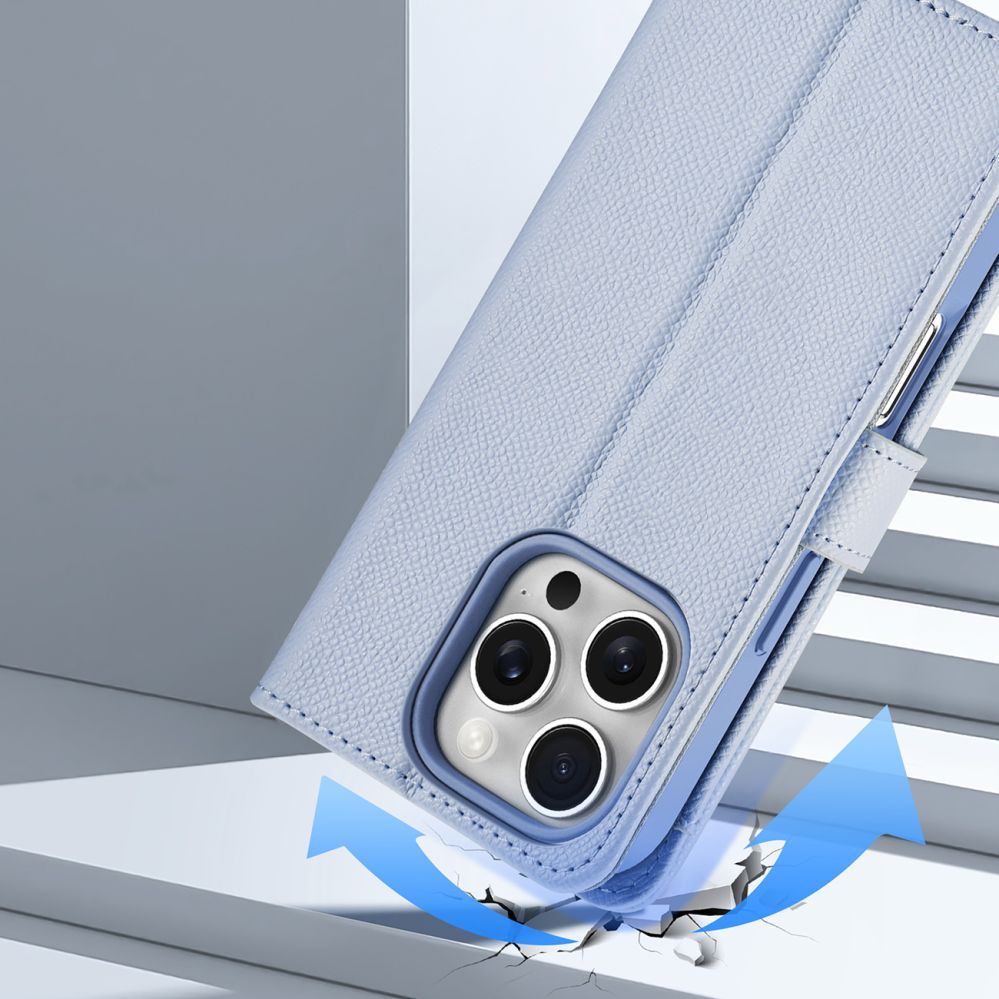 Tagakaaned Dux Ducis Dux Ducis Lawa iPhone 16 Pro Leather Case with Detachable Magnetic Wallet - Blue