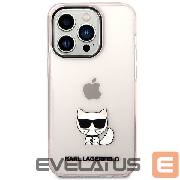 Back panel cover Karl Lagerfeld Karl Lagerfeld KLHCP14LCTTRI iPhone 14 Pro 6.1 "hardcase pink / pink Transparent Choupette Body