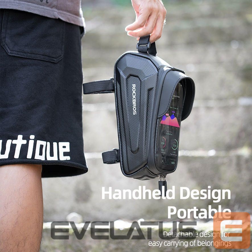 Bicycle accessory Rockbros Rockbros B68 bicycle bag for armored frame with phone pocket and cover 1.7l - black