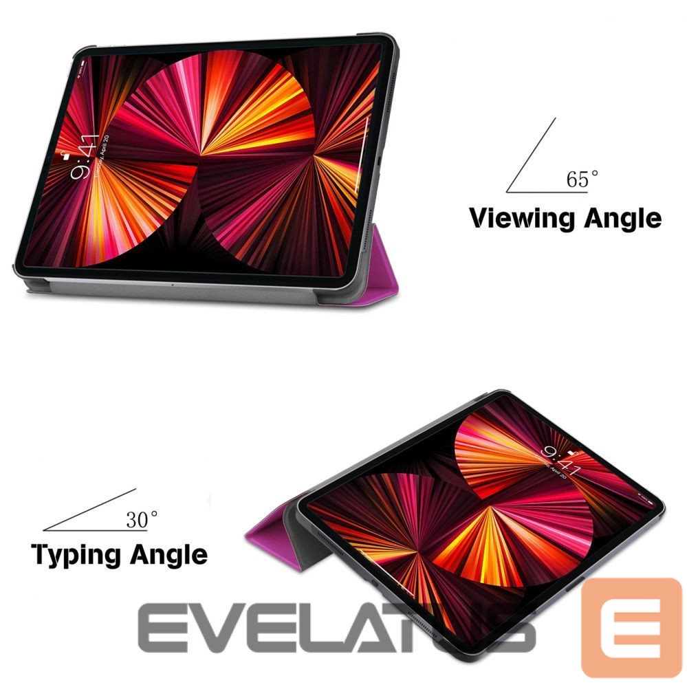 Kaaned iLike Galaxy Tab S7 FE 12.4 Tri-Fold Eco-Leather Stand Case Purple