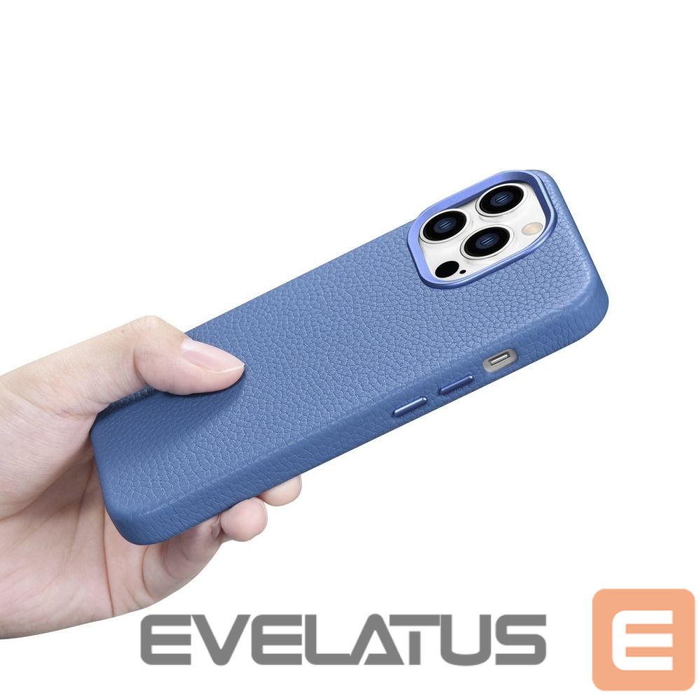 Tagakaaned iCarer iCarer Litchi Premium Leather Case iPhone 14 Pro Magnetic Leather Case with MagSafe Light Blue (WMI14220710-LB)