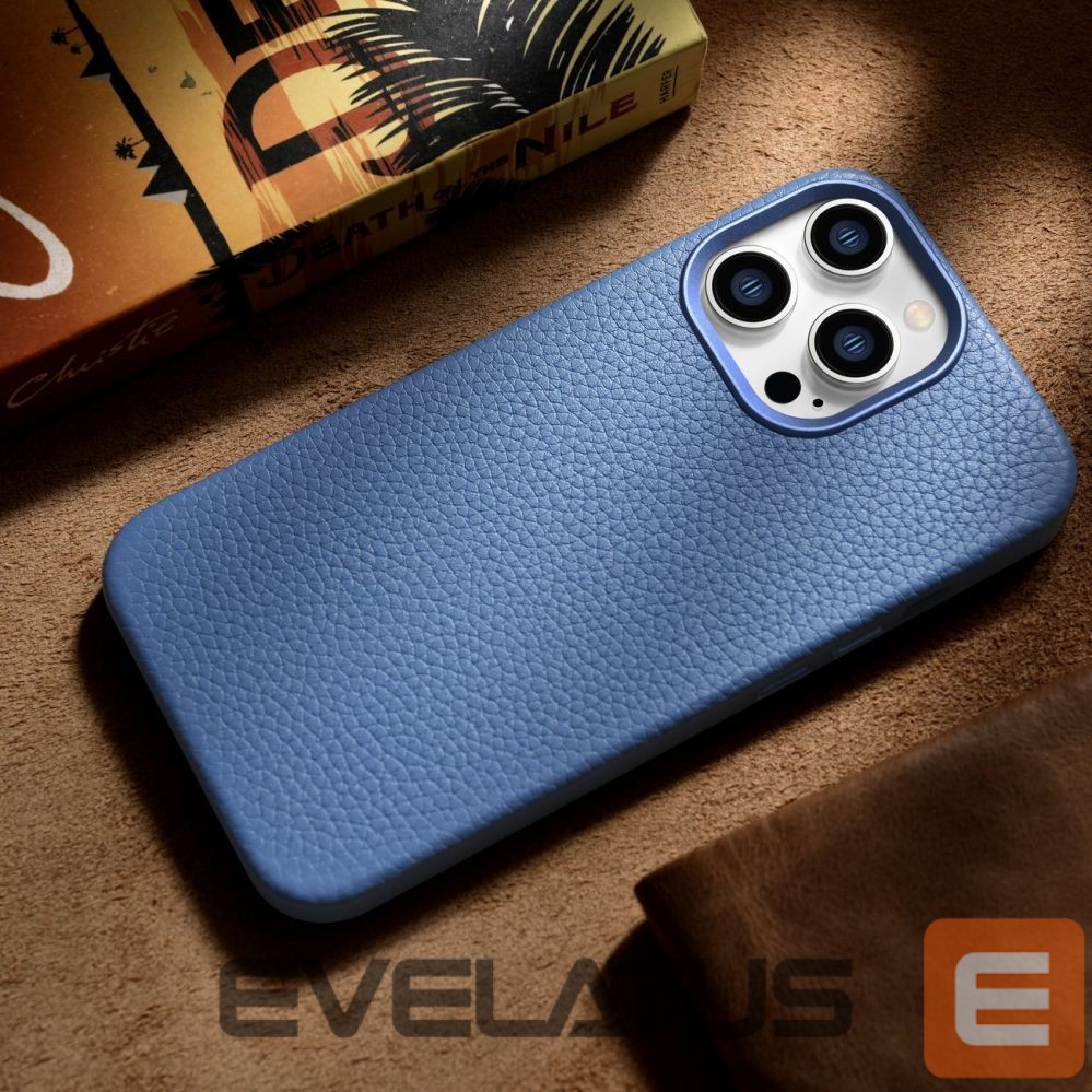 Tagakaaned iCarer iCarer Litchi Premium Leather Case iPhone 14 Pro Magnetic Leather Case with MagSafe Light Blue (WMI14220710-LB)