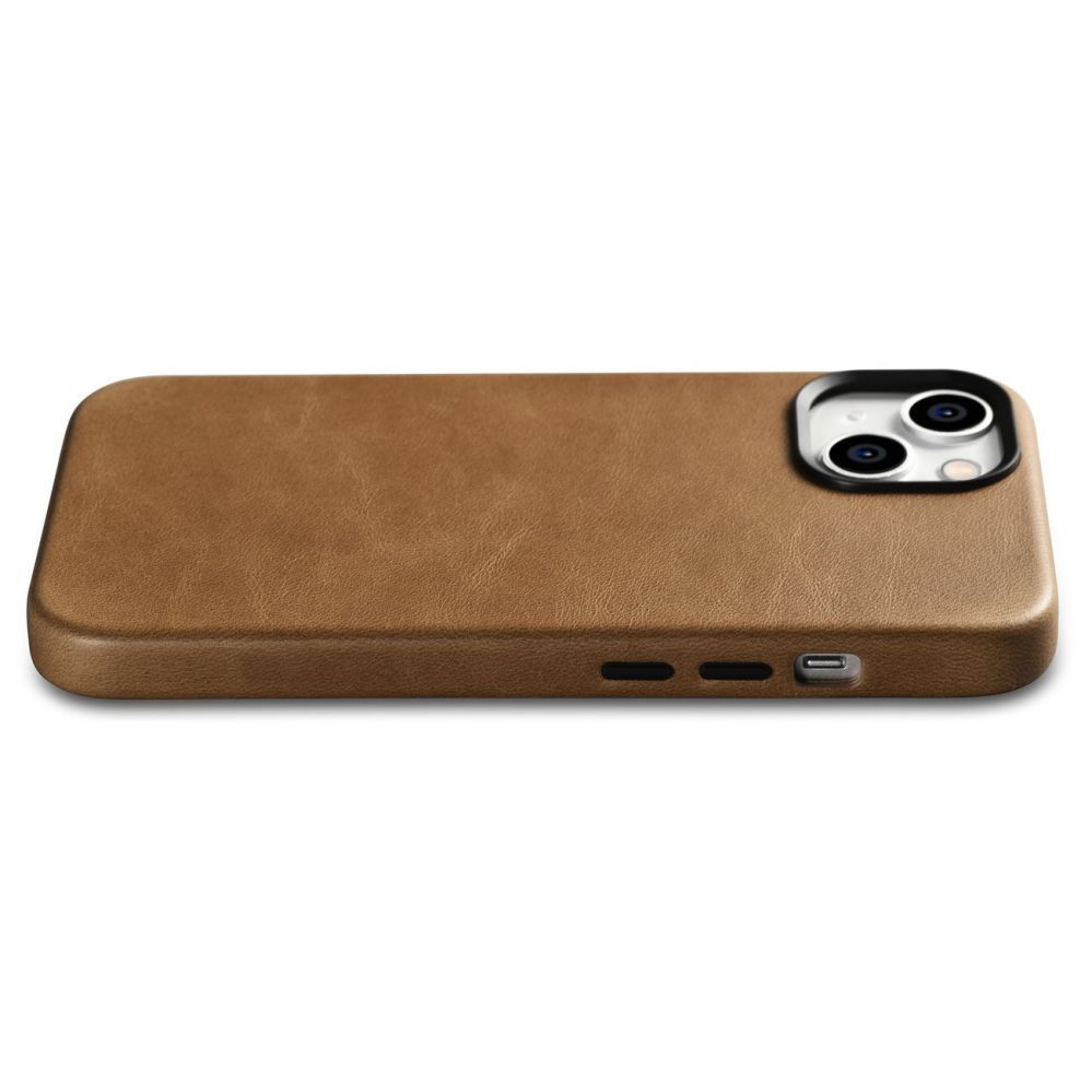 Back panel cover iCarer iCarer Oil Wax Premium Leather Case magnetic leather iPhone 14 case with MagSafe brown (WMI14220701-TN)