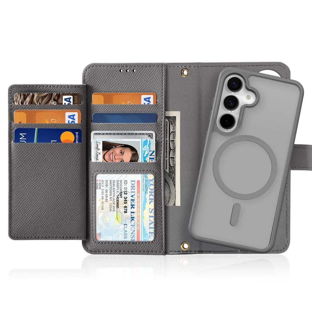 Tagakaaned Dux Ducis Dux Ducis Lawa Leather Case for Samsung Galaxy S25+ with Detachable Magnetic Wallet - Gray