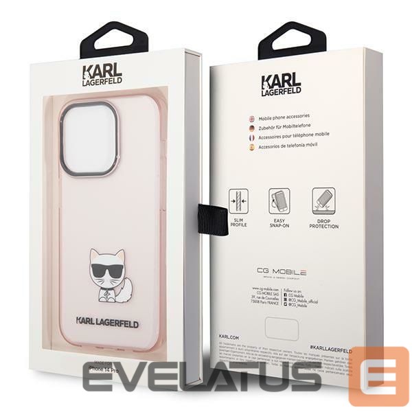 Back panel cover Karl Lagerfeld Karl Lagerfeld KLHCP14LCTTRI iPhone 14 Pro 6.1 "hardcase pink / pink Transparent Choupette Body