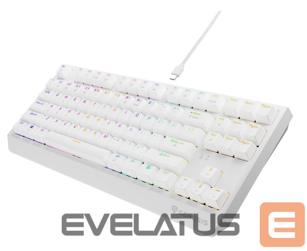 Arvuti klaviatuur Genesis THOR 230 | Mechanical Gaming Keyboard | Wireless | US | White | 2.4 GHz, Bluetooth, USB | Outemu Red