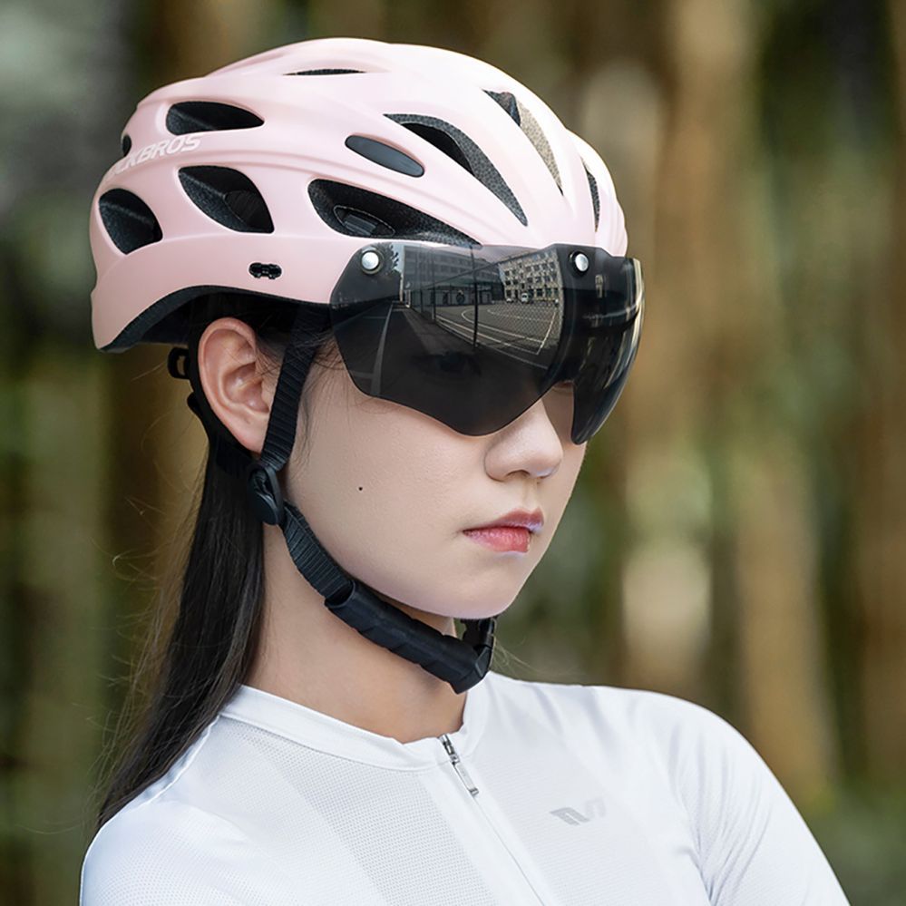 Bicycle accessory Rockbros Rockbros Bike Helmet with Visor, Detachable UV Goggles, Detachable Visor, Unisex - Pink