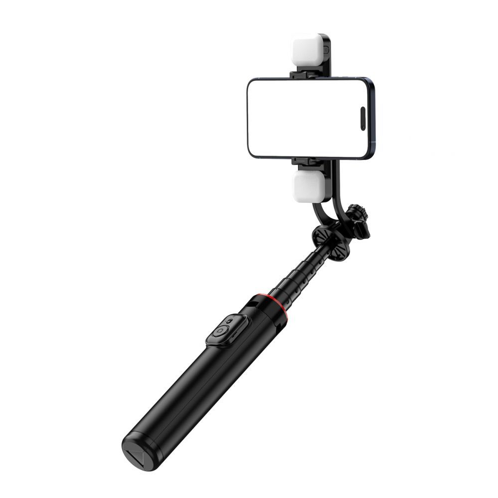 Camera accessory Hurtel Selfie stick WC12YDS 1.3m aluminum alloy telescopic tripod with dual lamp and phone holder - black