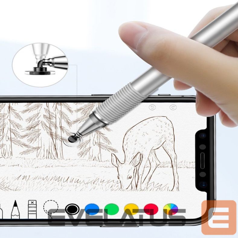 Puutepliiats Baseus Baseus Golden Cudgel ACPCL-0S double-sided stylus for tablets, phones with gel pen - silver