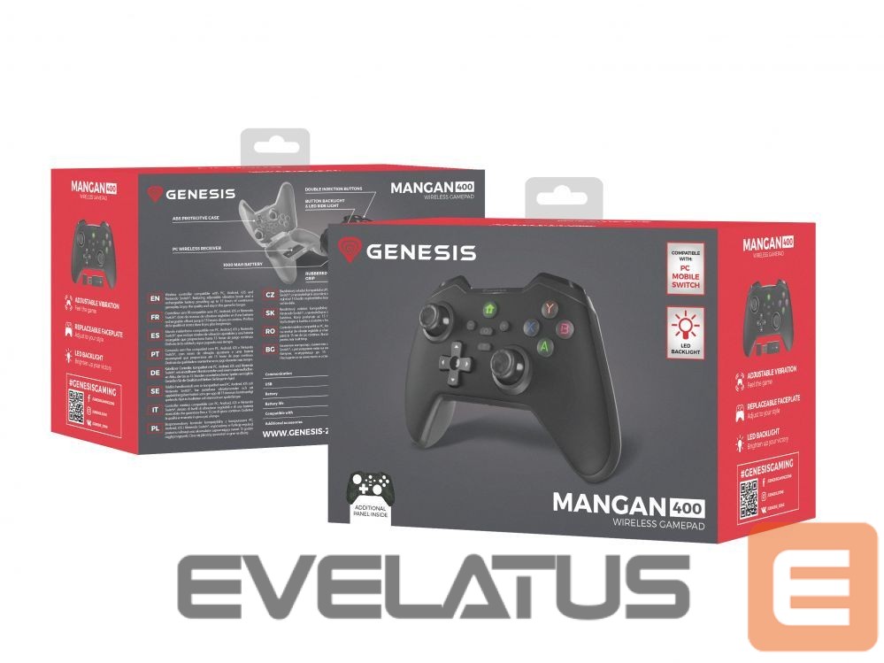 Computer chairs / desks Genesis Mangan 400 Gamepad, Black, Wireless