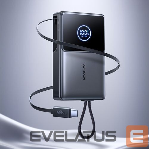 Väline aku Joyroom JR-PR1 10000mAh 22.5W Powerbank with Built-in Retractable USB-C Cable Black