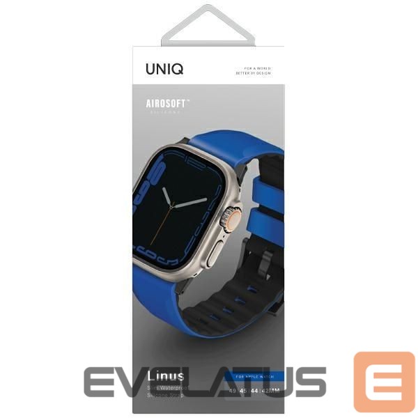 Nutikell UNIQ Uniq Linus Airosoft Silicone Strap for Apple Watch 1/2/3/4/5/6/7/8/SE/SE2/Ultra 42/44/45/49mm - Blue