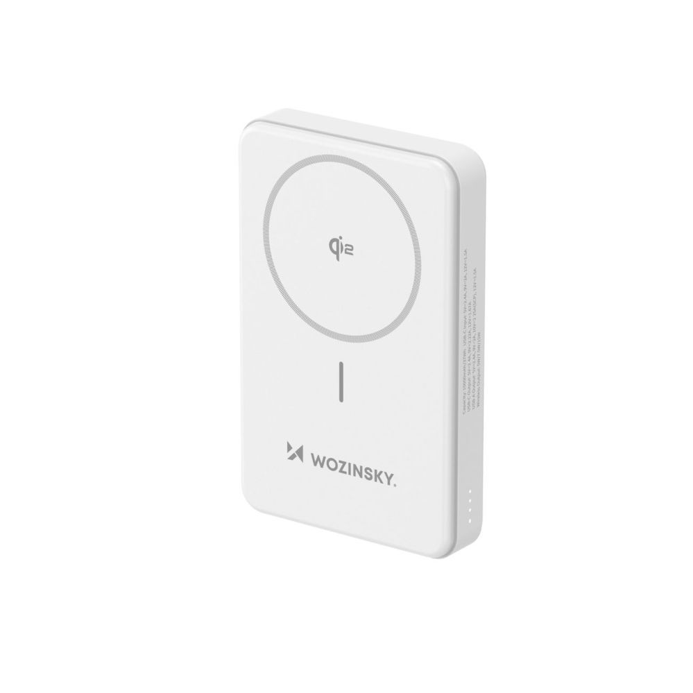 Väline aku Wozinsky Powerbank Wozinsky WLWP-10KA0Y3WS 22.5W PD Qi2 10000 mAh, with stand, 1x USB-A, 1x USB-C - white