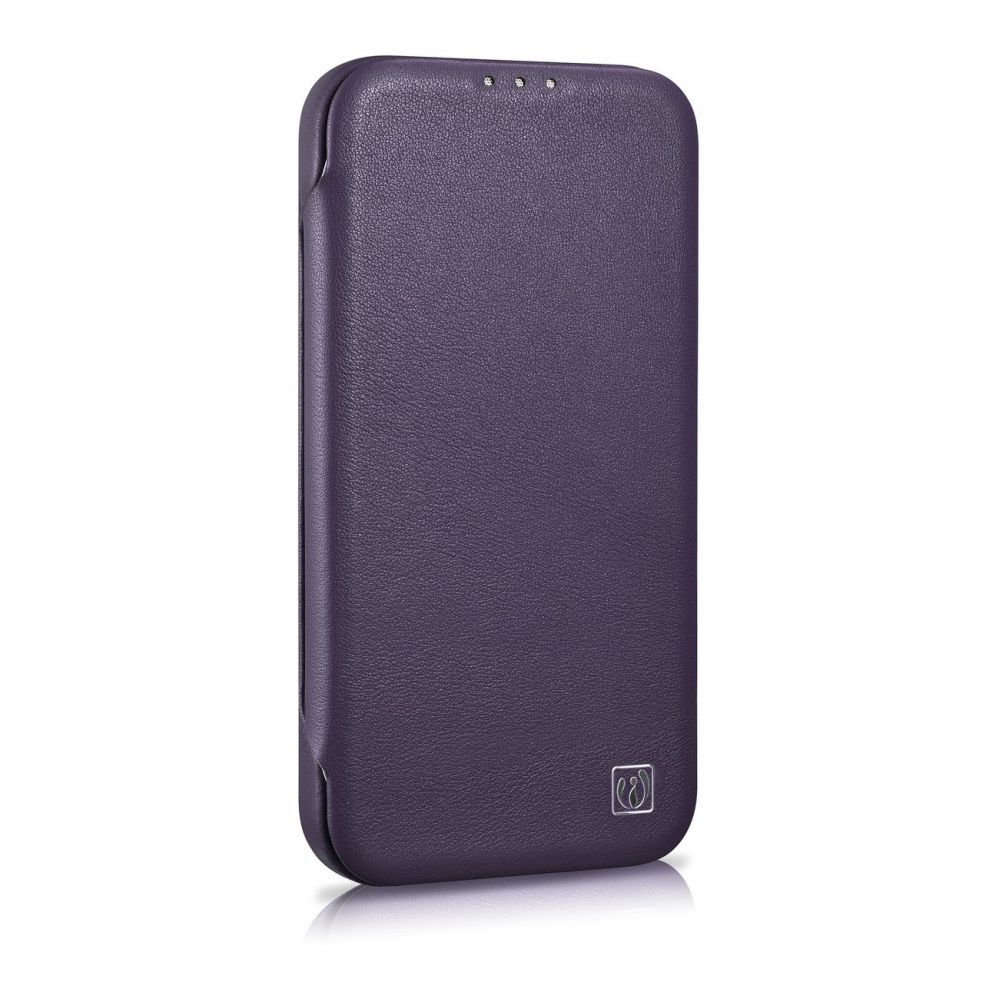 Back panel cover iCarer iCarer CE Premium Leather Folio Case iPhone 14 Plus Magnetic Flip Leather Folio Case MagSafe Dark Purple (WMI14220715-DP)