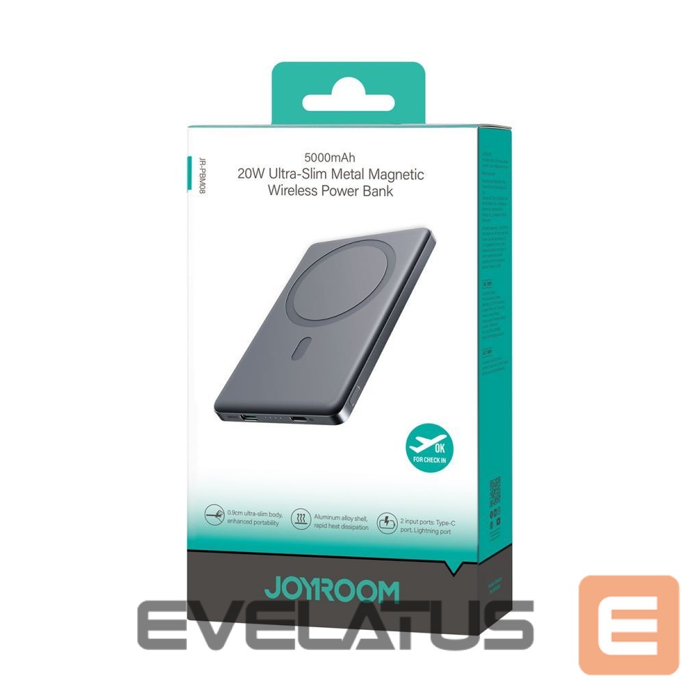 Väline aku Joyroom Powerbank Joyroom JR-PBM08 5000mAh 20W with inductive charging - gray