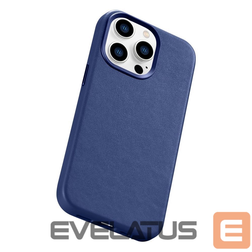 Aizmugurējais vāciņš iCarer iCarer Case Leather Cover Genuine Leather Case for iPhone 14 Pro Max blue (WMI14220708-BU) (MagSafe compatible)