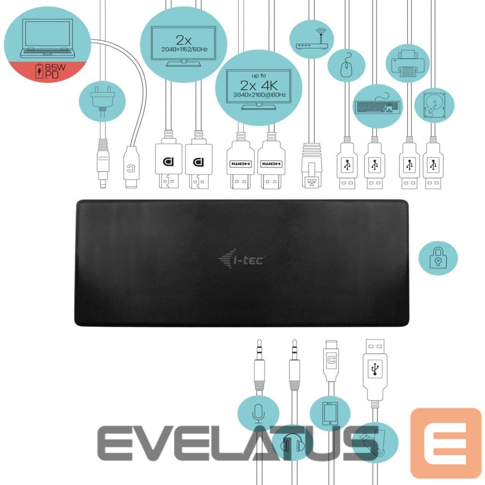 Computer accessories I-TEC I-TEC USB-C Quattro Docking Station 85W