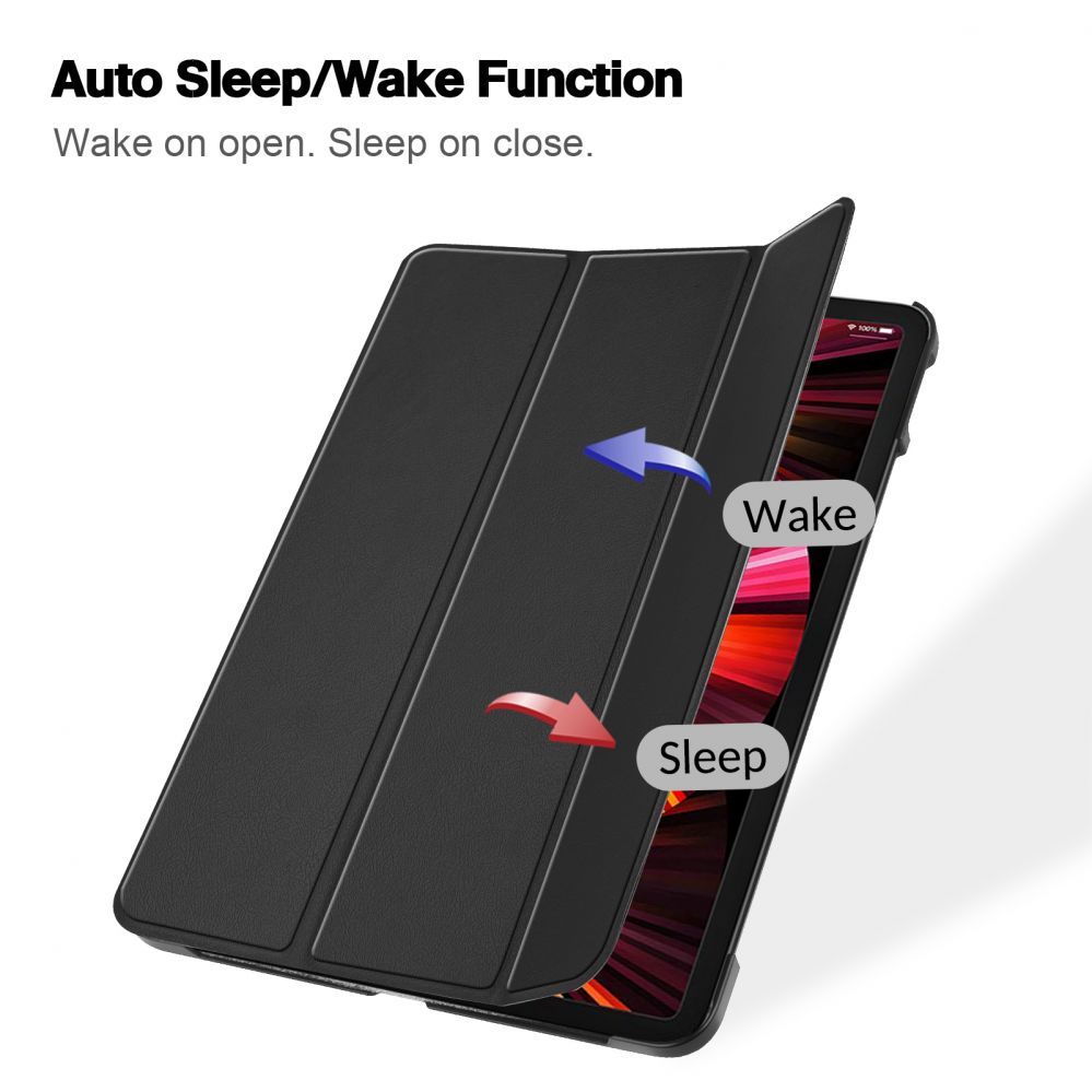 Kaaned iLike IdeaTab M10 Plus 10.6 3rd Gen TB125 / TB128 Tri-Fold Eco-Leather Stand Case Black