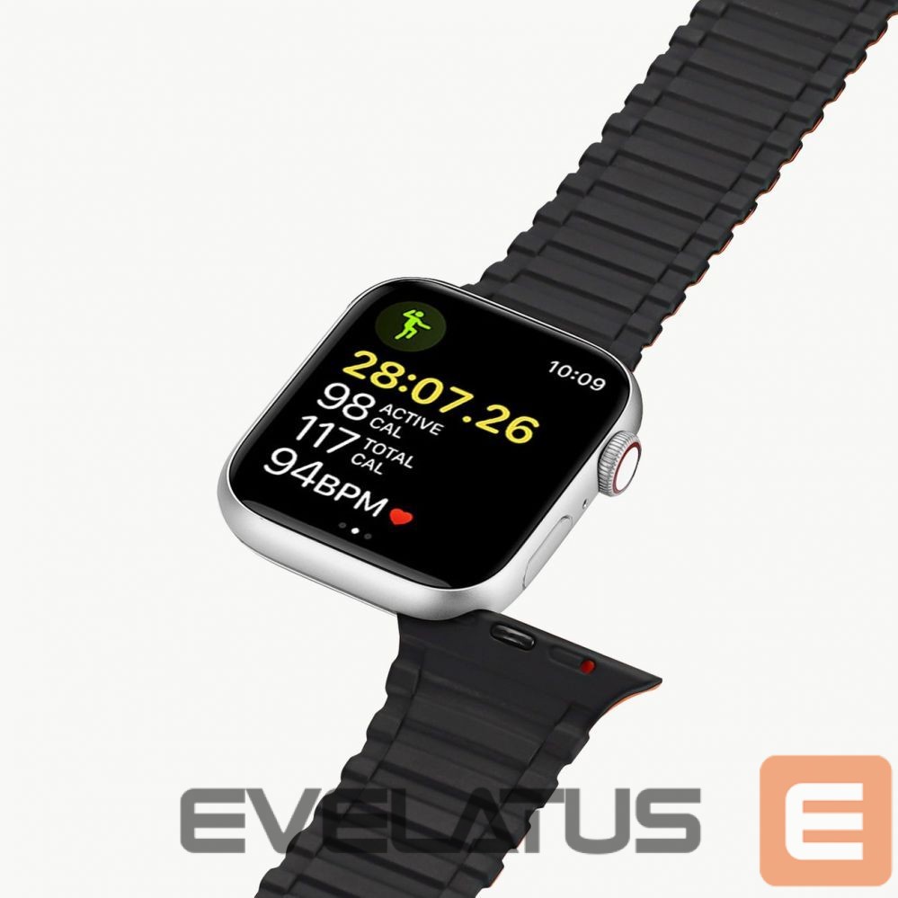 Dirželis Dux Ducis Dux Ducis Strap (Armor Version) Apple Watch SE Strap, 9, 8, 7, 6, 5, 4, 3, 2, 1 (41, 40, 38 mm) Silicone Magnetic Band Bracelet Black/Orange