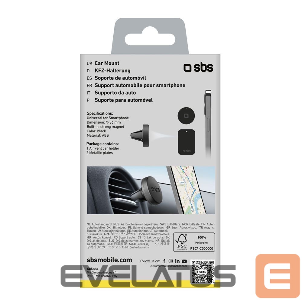 Auto holder SBS SBS TESUPPUNIVAIRMAG smartphone holder compatible with MagSafe, for air vent - black