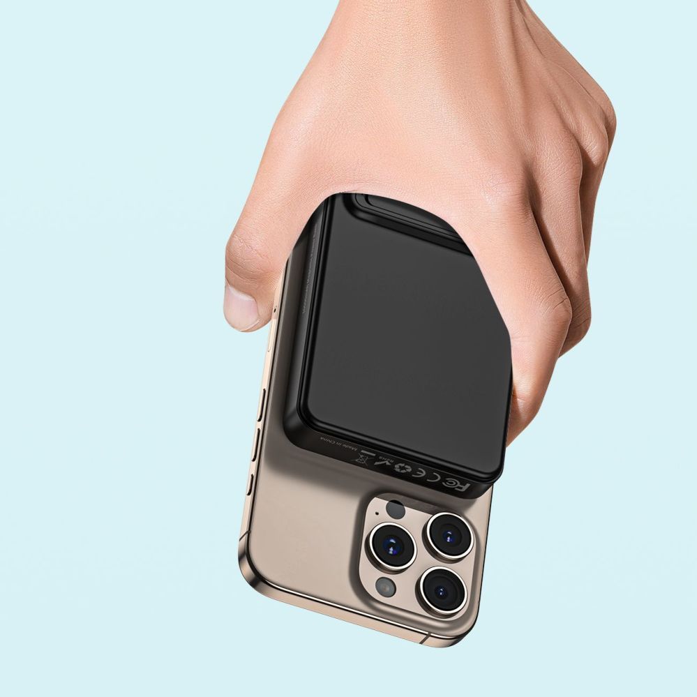 Ārējais akumulators Wozinsky Powerbank Wozinsky WLWP-10KA0Y3S 22.5W PD Qi2 10000 mAh, with stand, 1x USB-A, 1x USB-C - black