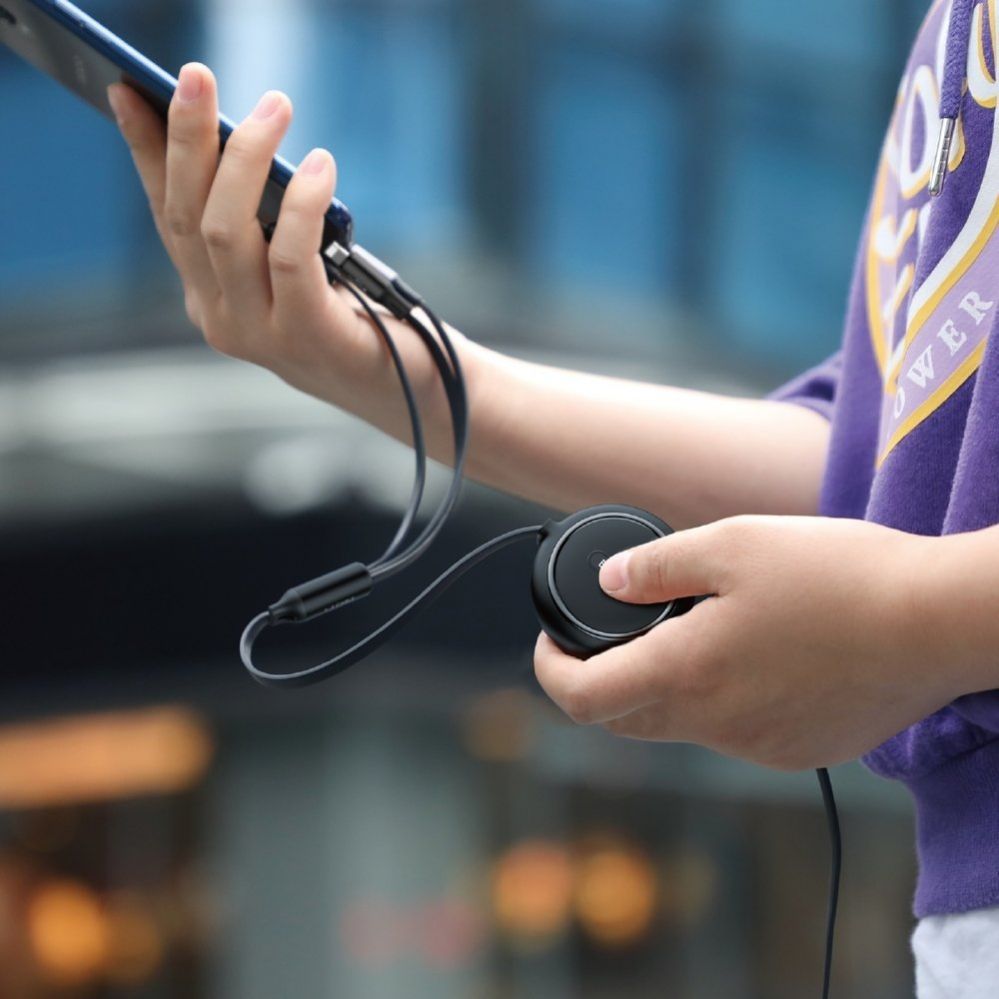 Cable Baseus Baseus Golden Loop 3in1 retractable cable USB - micro USB / Lightning / USB-C 3.5A 35cm - 120cm black (CAMLT-JH01)