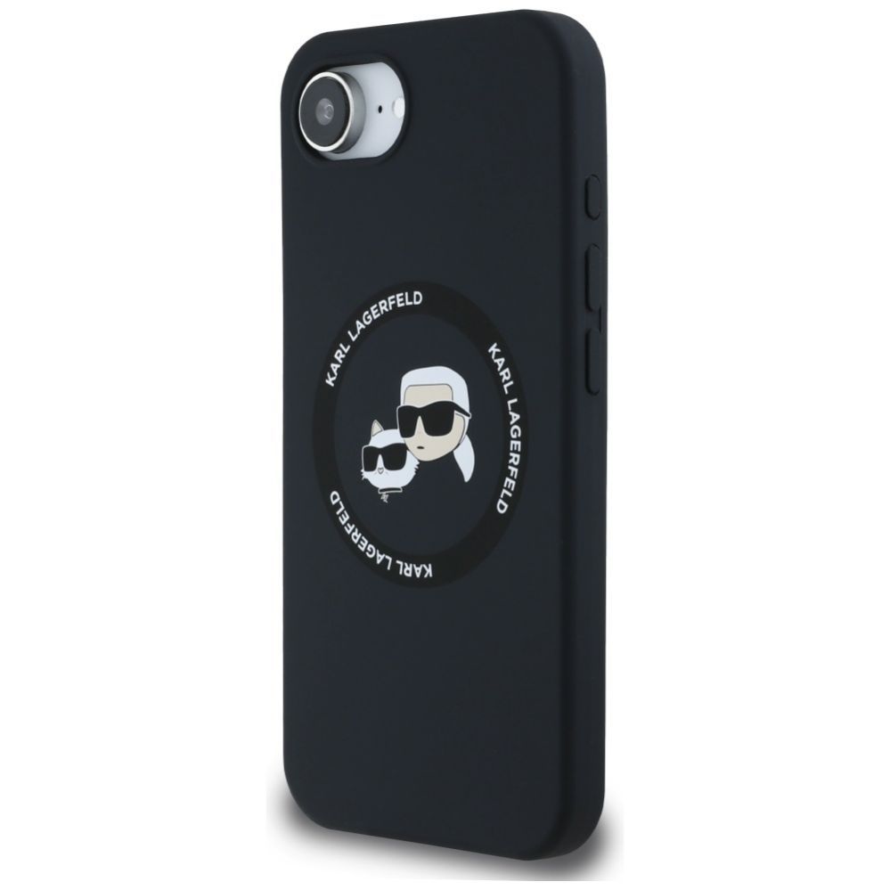 Aizmugurējais vāciņš Karl Lagerfeld Karl Lagerfeld Liquid Silicone Karl & Choupette Heads Case with MagSafe for iPhone 16e - Black