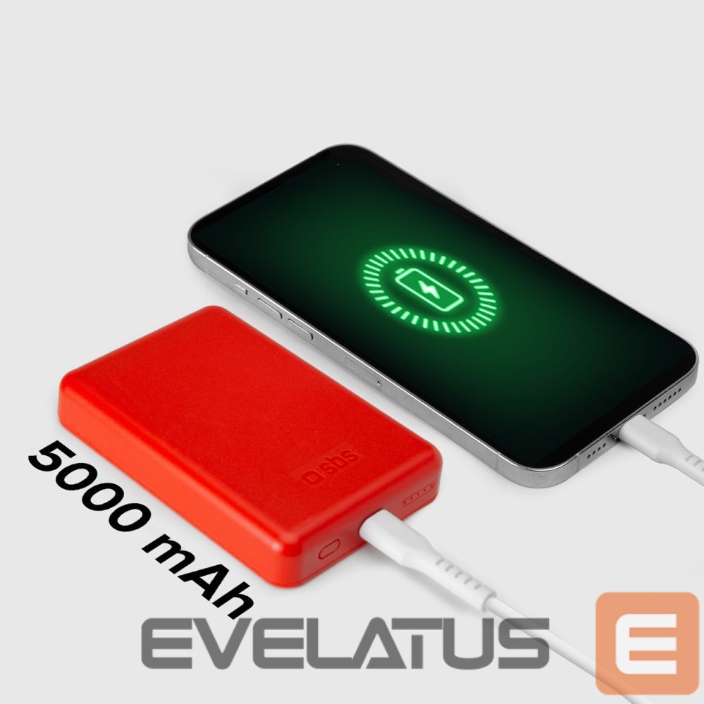 Väline aku SBS Powerbank SBS TEBB5000MAG1CR 5000 mAh compatible with MagSafe - red