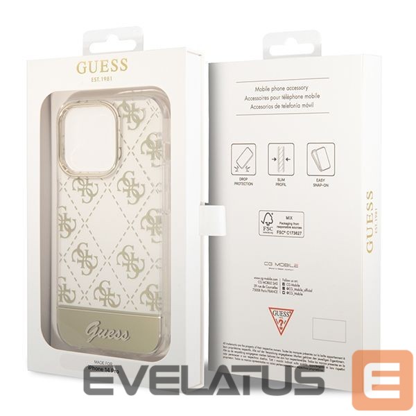Aizmugurējais vāciņš Guess Guess GUHCP14XHG4MHG iPhone 14 Pro Max 6.7 "gold / gold hardcase 4G Pattern Script